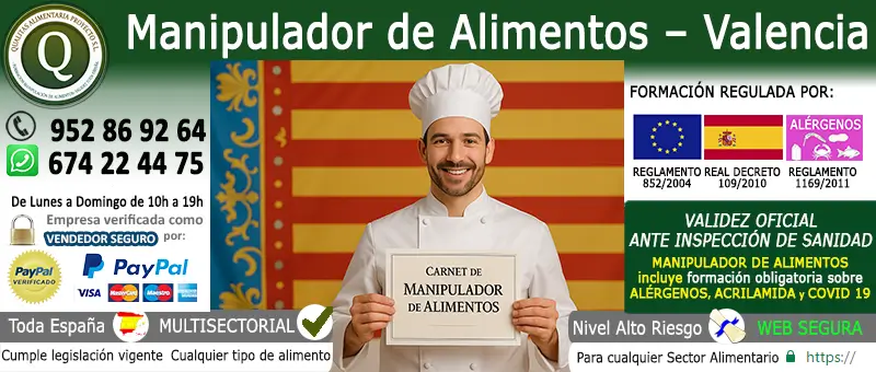 Carnet Manipulador de Alimentos Valencia