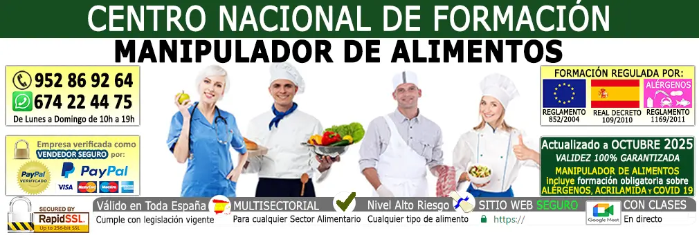 curso de manipulador de alimentos carnet manipulador de alimentos