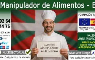 Chef con carnet de manipulador de alimentos en Euskadi