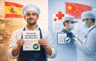 Comparativa manipulador de alimentos España vs China certificado de salud y formación alimentaria