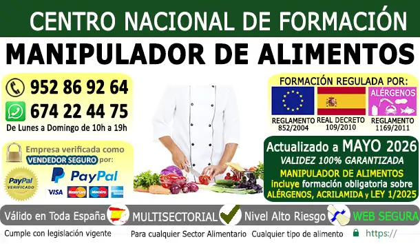 Carnet de manipulador de alimentos abril 2026 móvil
