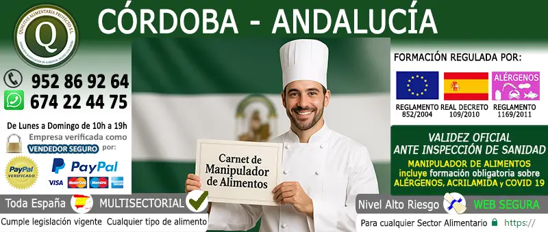 Carnet de manipulador de alimentos en Córdoba - Curso online oficial válido en Andalucía