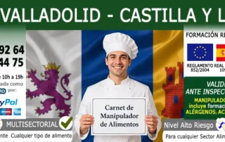 Carnet de manipulador de alimentos en Valladolid- Curso online oficial válido en Castilla y León