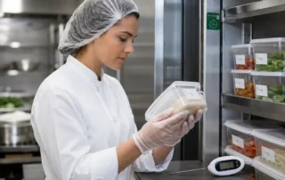 Manipulador de alimentos aplicando control de fechas y cadena de frío según la Ley 1/2025