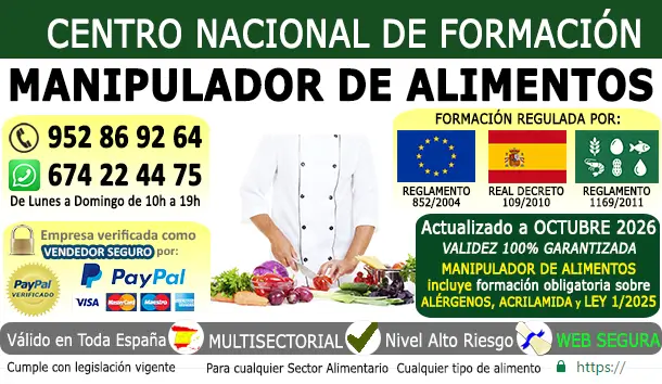 Carnet de manipulador de alimentos abril 2026 móvil
